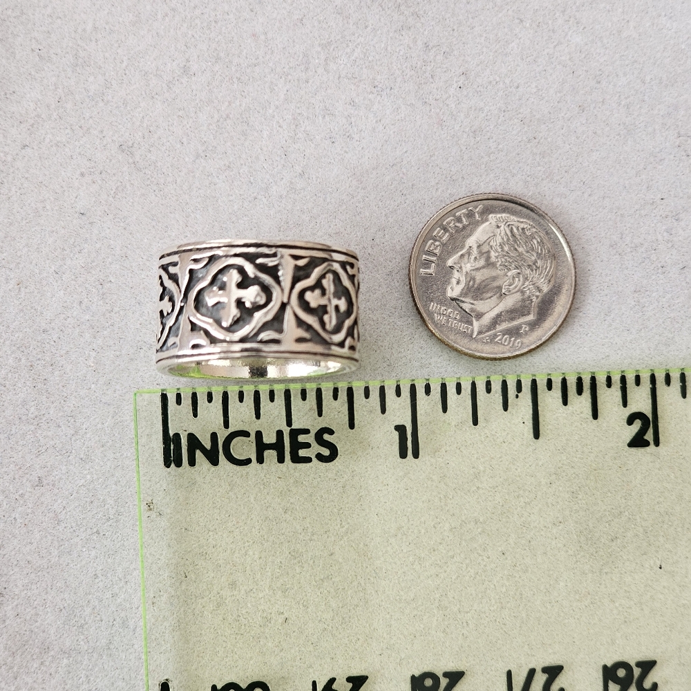 Gothic 925 Sterling Silver Medieval Crosses Ring Size 5.75-6 - Picture 11 of 14